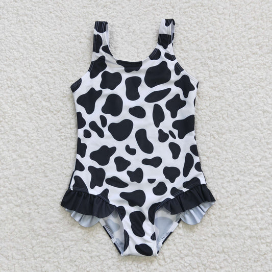 Cow Print Ruffle Swimsuit