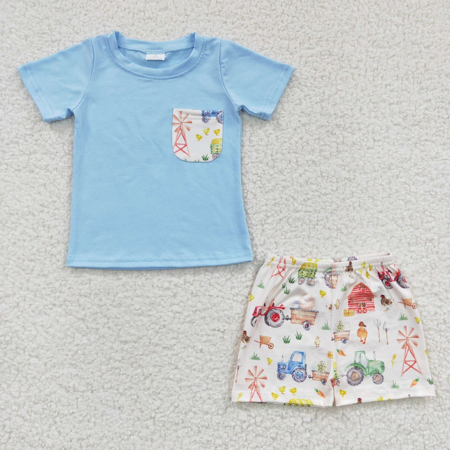 Watercolor Farm Pocket Tee Shorts Set