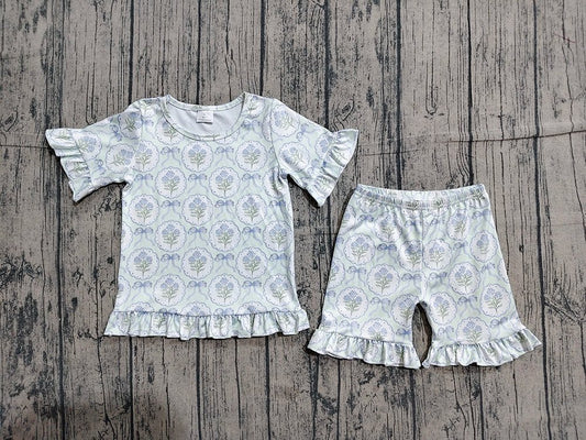 Floral Coquette Ruffle Shorts Set