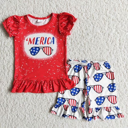 'Merica Sunglasses Ruffle Shorts Set