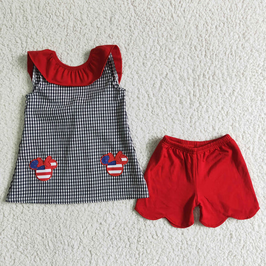 America Mouse Scalloped Shorts Set