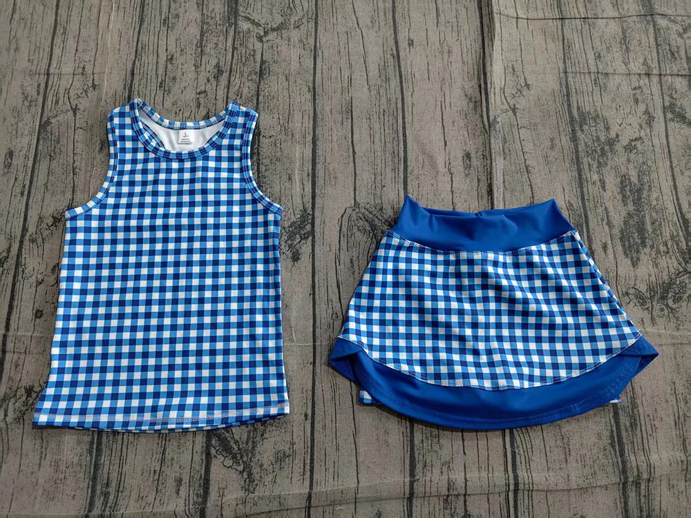 Blue Gingham Skort Set
