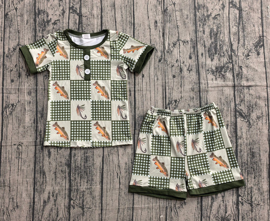 Fishing Patchwork Shorts Set