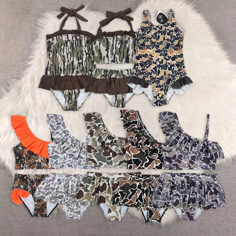 Girls One Piece Camo Swimsuits