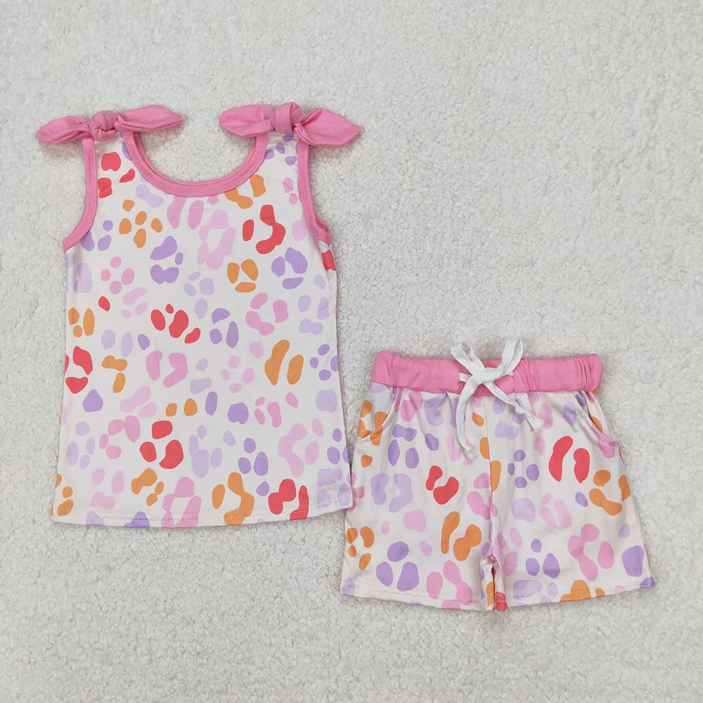 Colorful Cheetah Print Tank Shorts Set