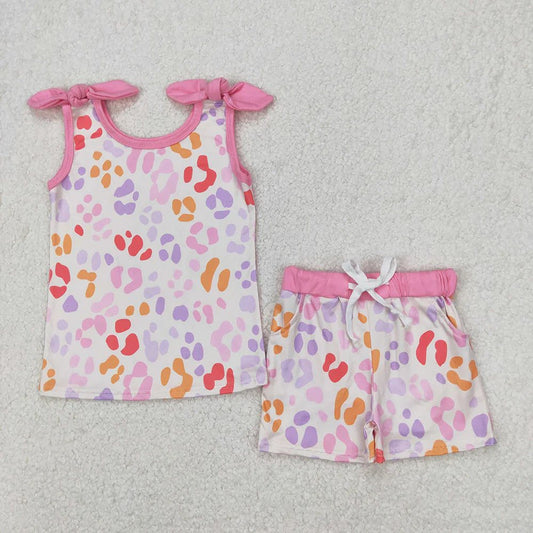 Colorful Cheetah Print Tank Shorts Set