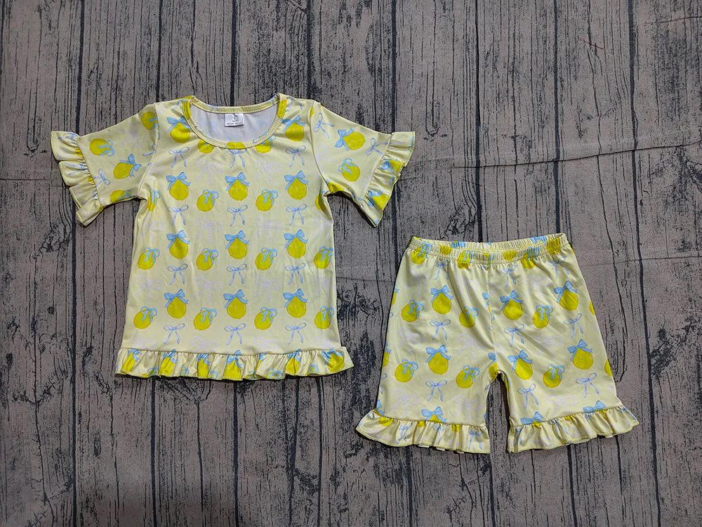 Lemon Coquette Ruffle Shorts Set