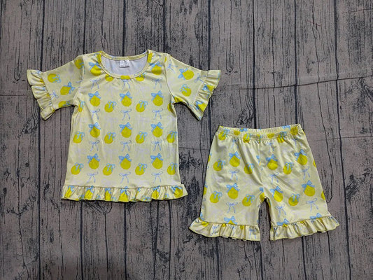 Lemon Coquette Ruffle Shorts Set