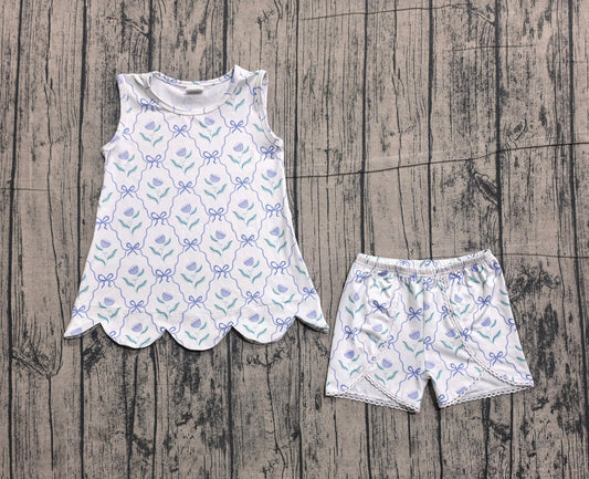 Scalloped Floral Coquette Shorts Set
