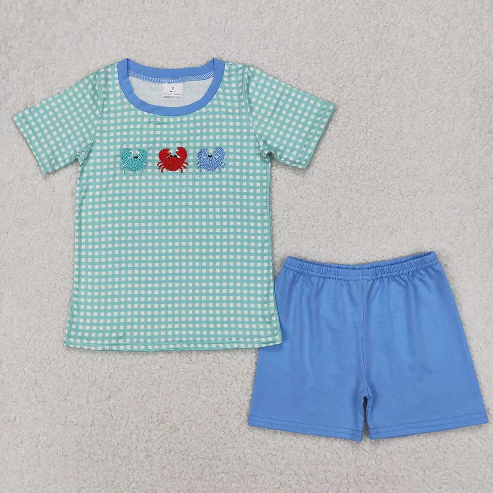 Gingham Crab Shorts Set