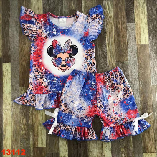 RWB Mouse Ruffle Shorts Set