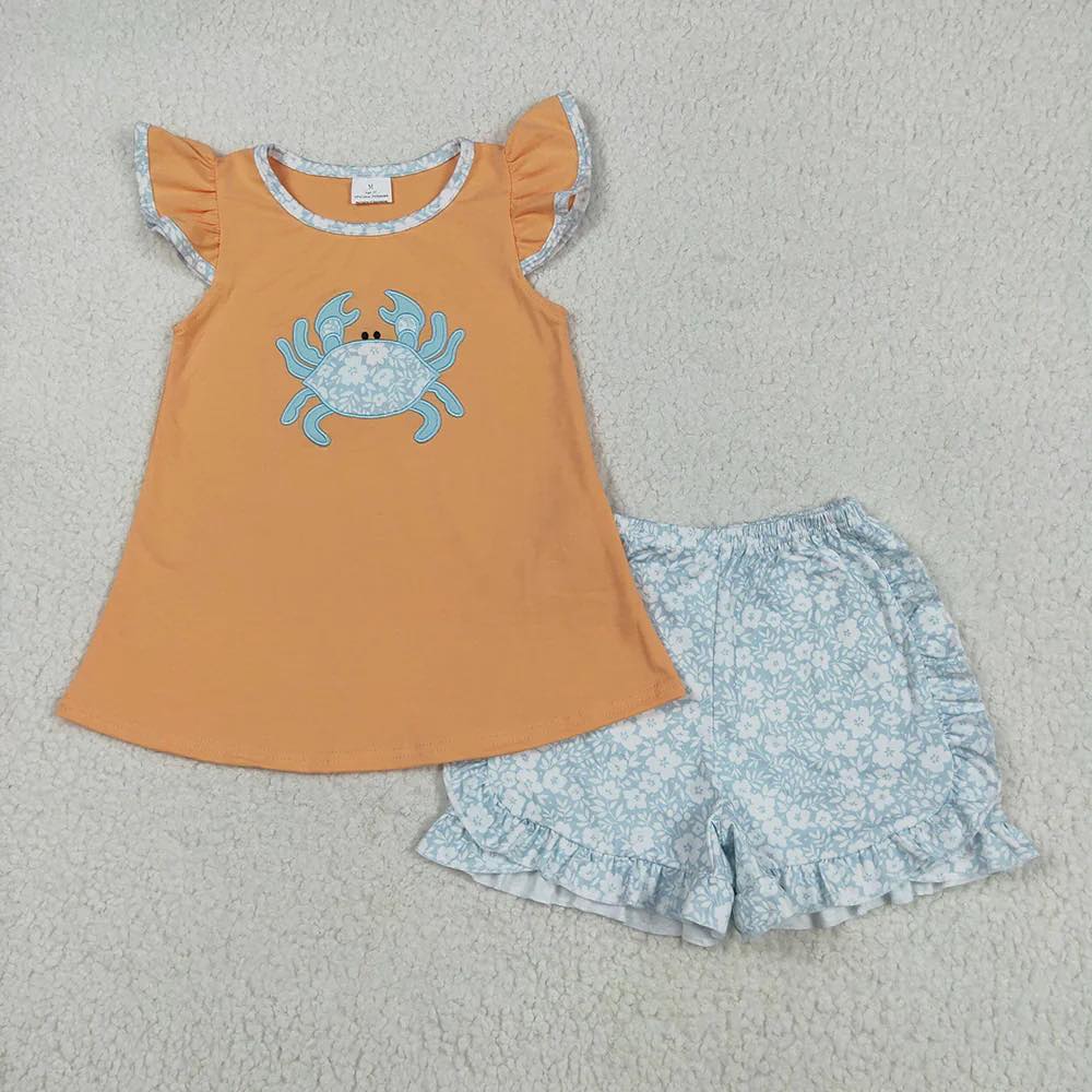 Floral Crab Ruffle Shorts Set