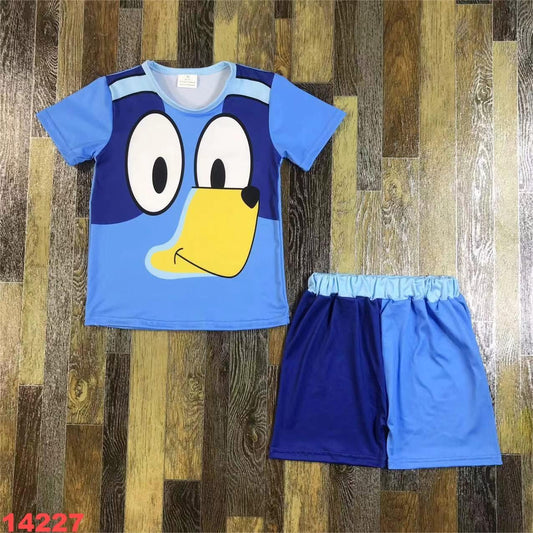 Blue Dog Shorts Set