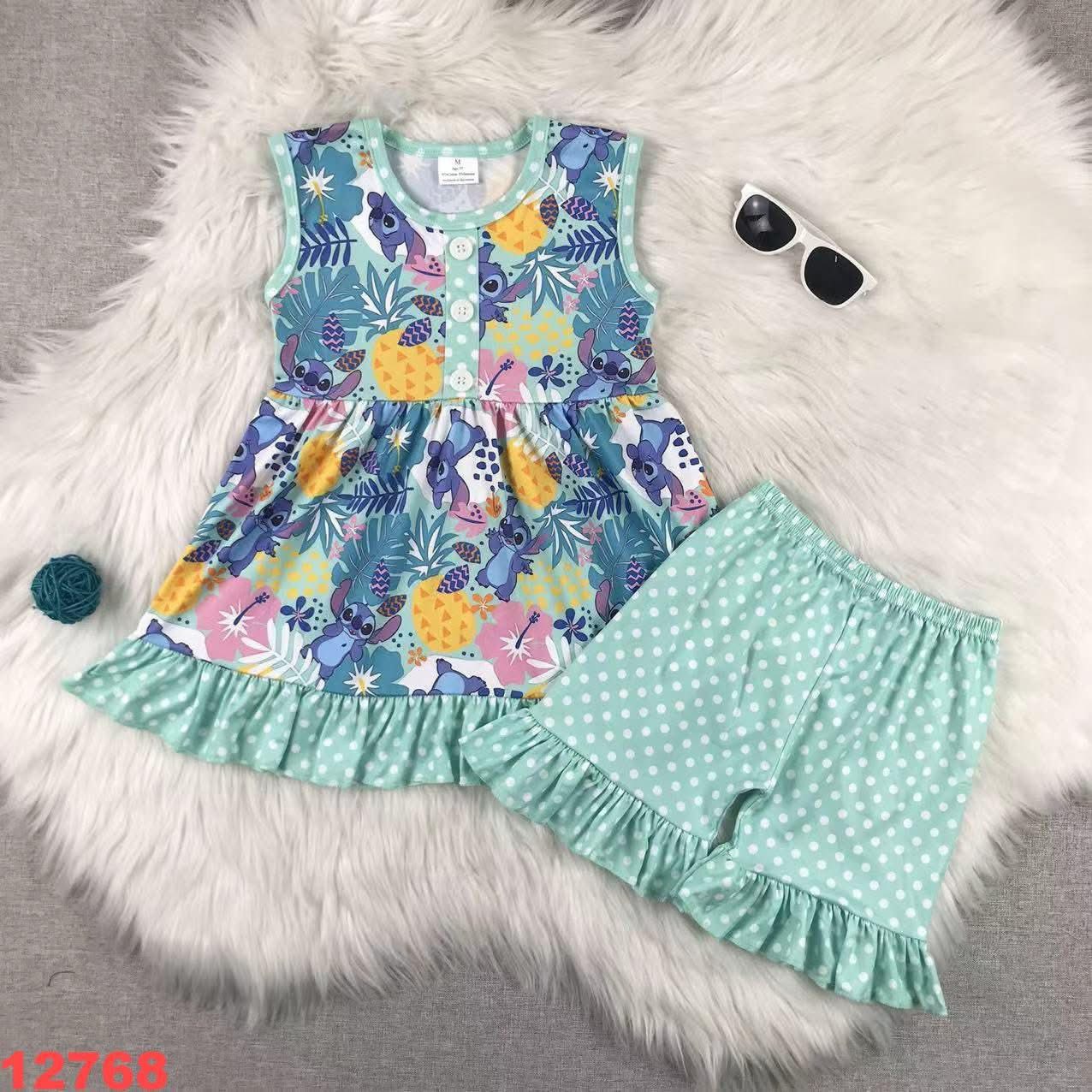 Blue Alien Shorts Set