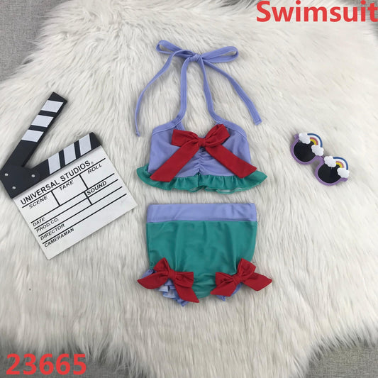 Red and Teal Bow Swim Suit