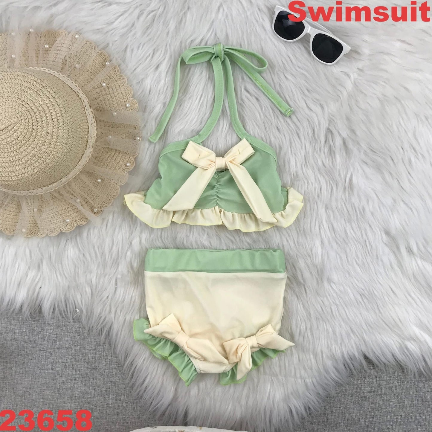 Green and Yellow Bow Swim Suit