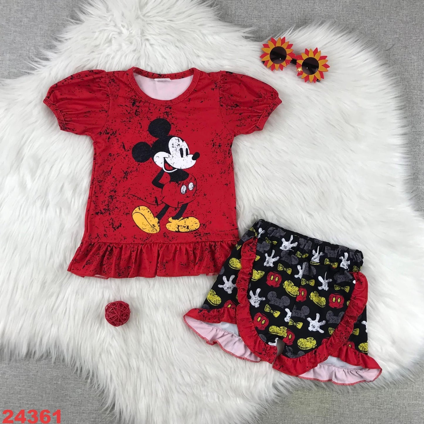 Mouse Ruffle Shorts Set