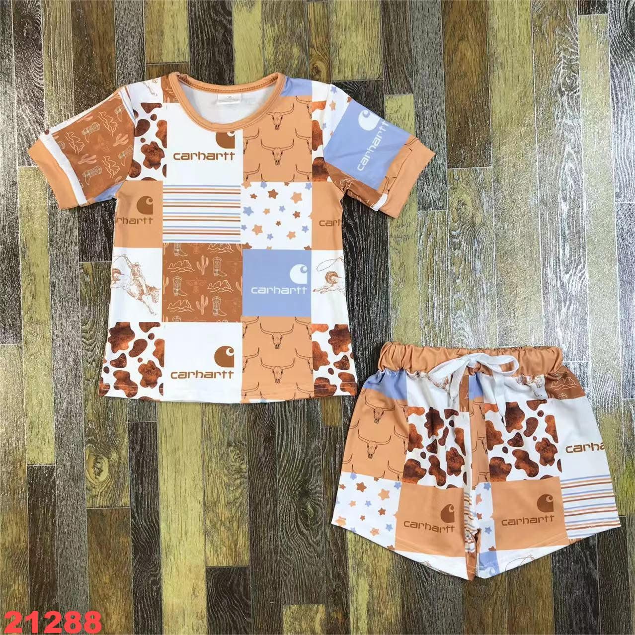 Western Cow Print Shorts Set