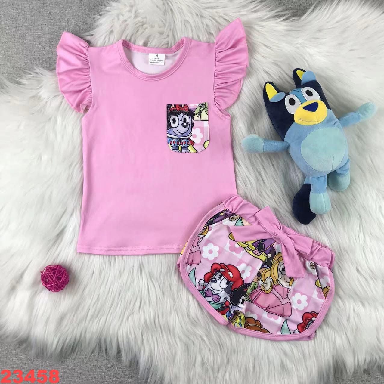 Blue Dog Princess Shorts Set