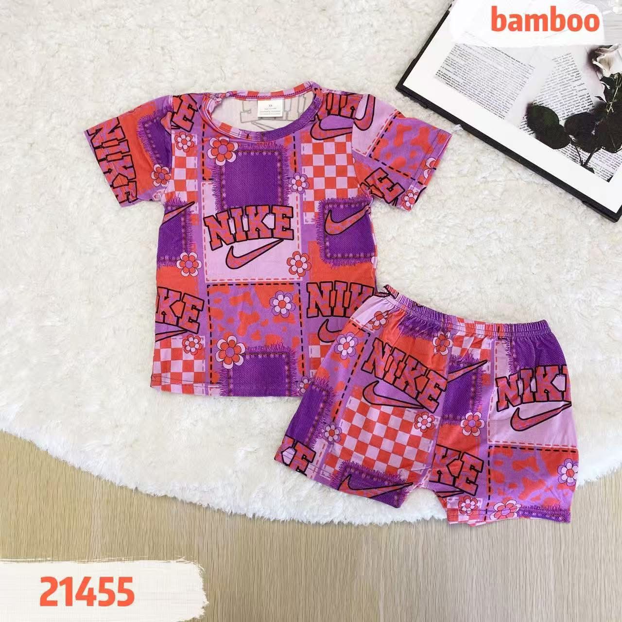 Bamboo Bright Orange Check Shorts Set