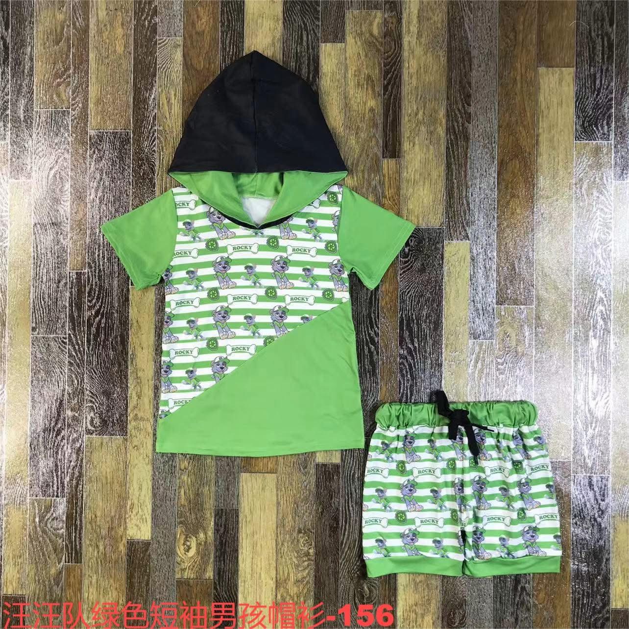 Green Dog Hooded Shorts Set