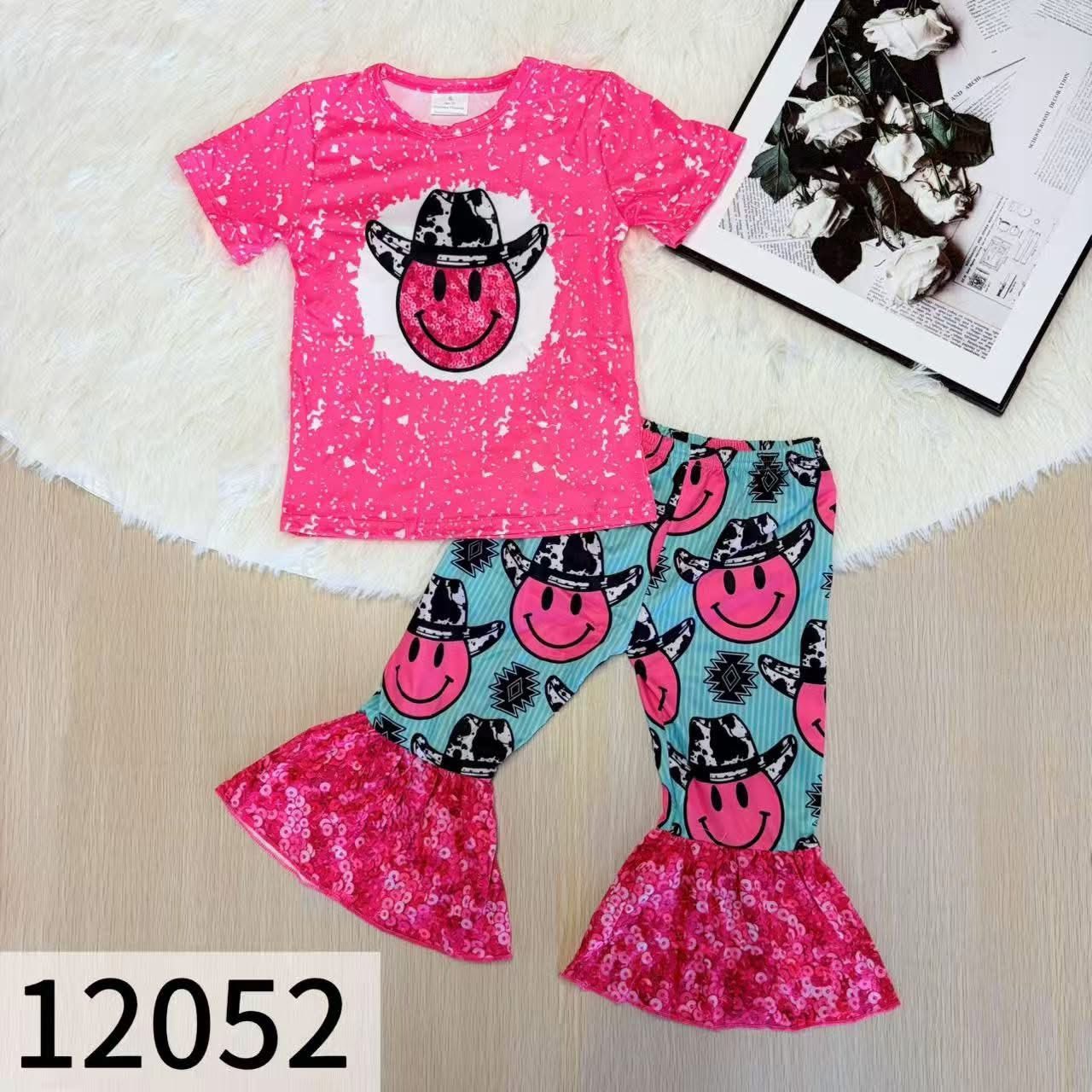 Smiley Cowgirl Sequin Bell Bottom Set