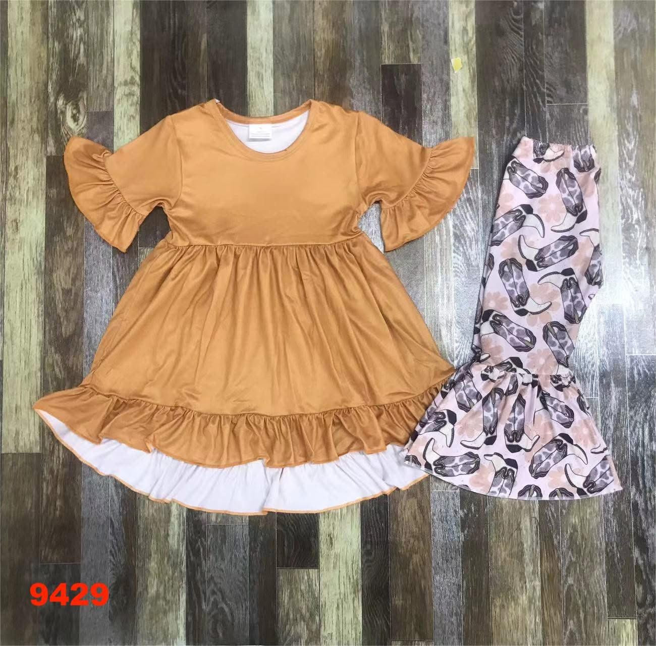 Ruffled Top Boots Pants Set