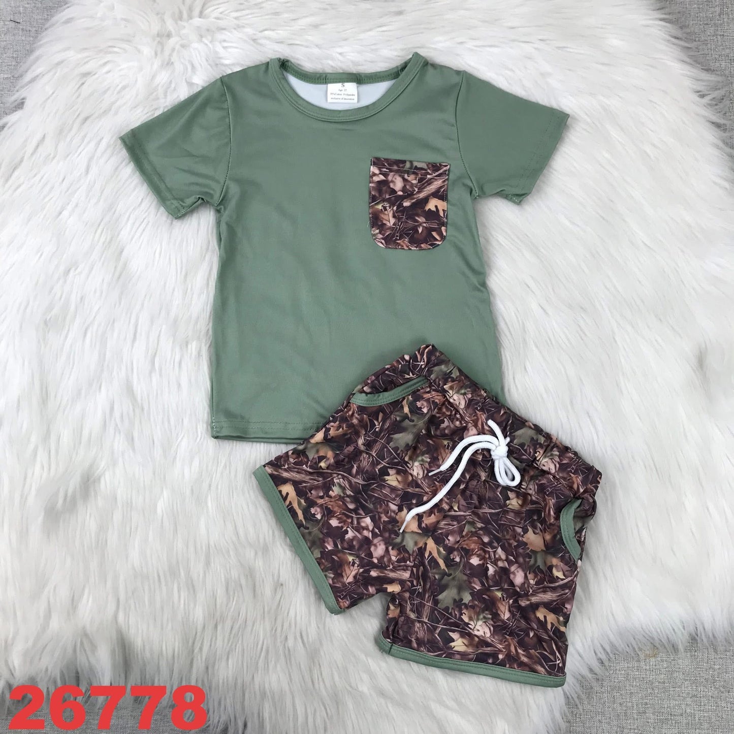 Green Camo Shorts Set