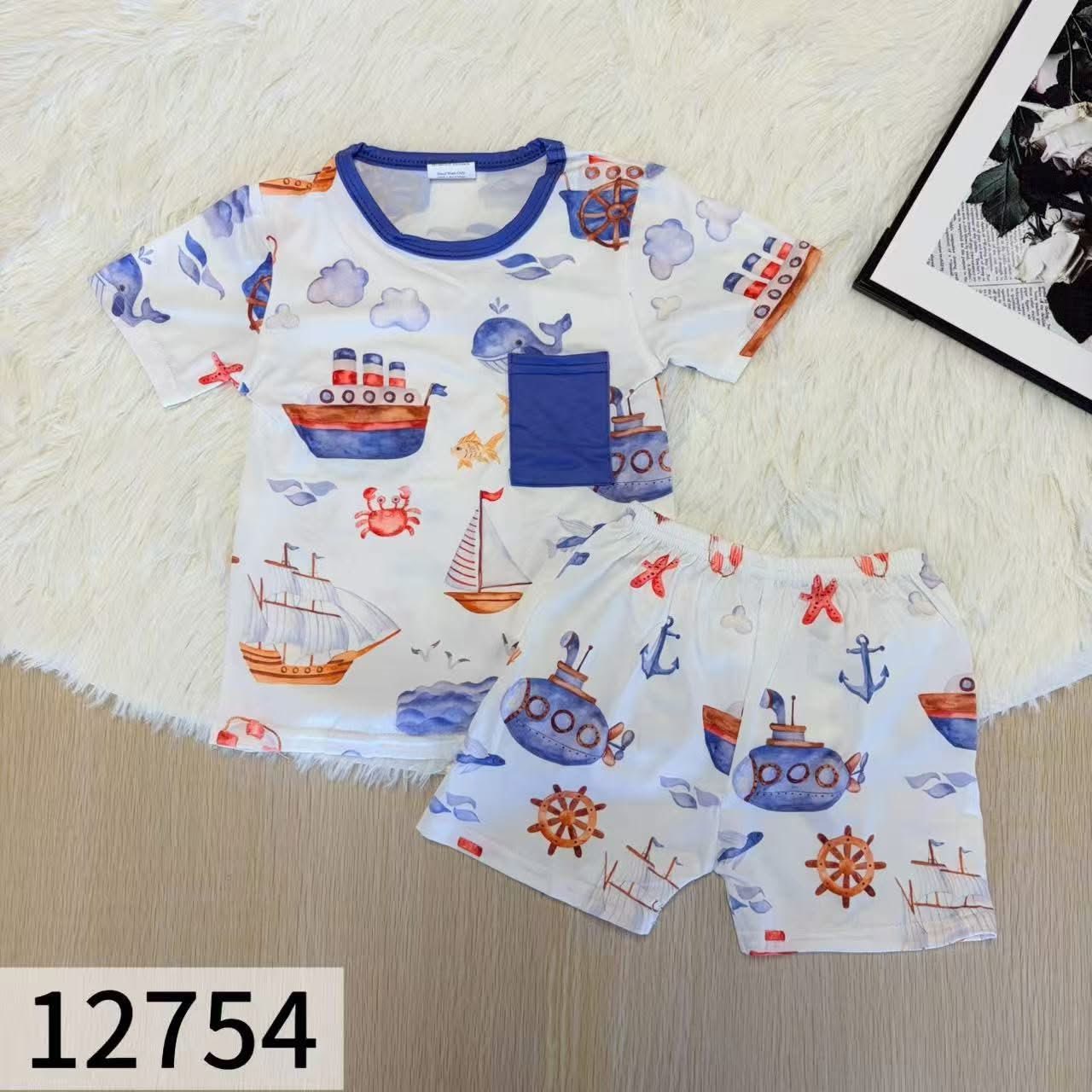Watercolor Ships Shorts Set
