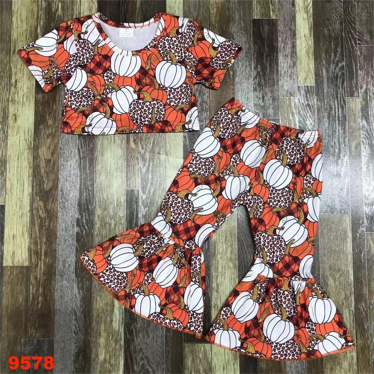 Pumpkin Cropped Bell Bottom Set
