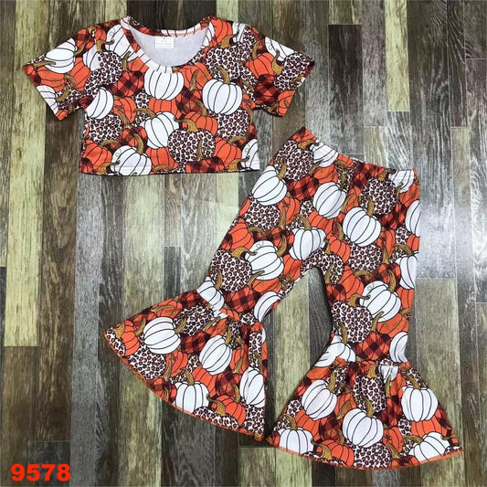 Pumpkin Cropped Bell Bottom Set
