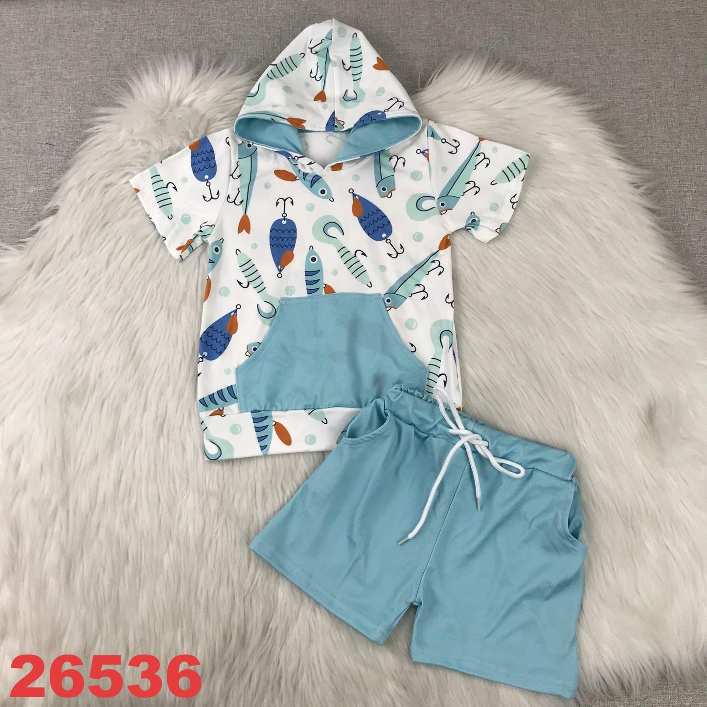 Fishing Hooded Shorts Set