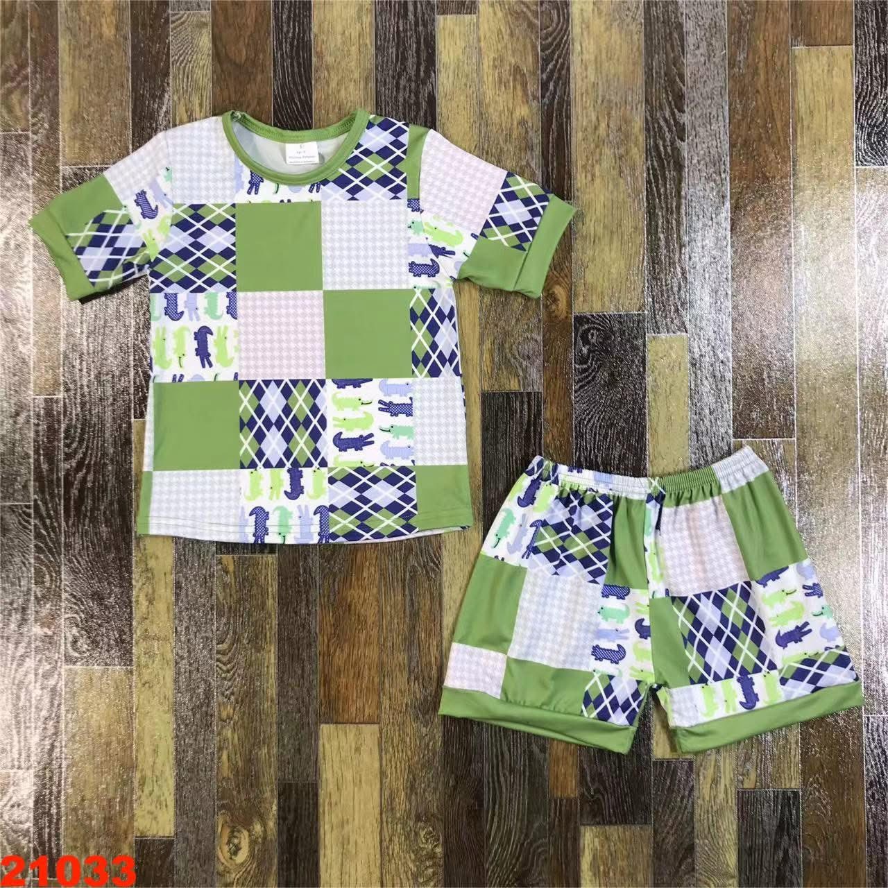 Alligator Patchwork Shorts Set