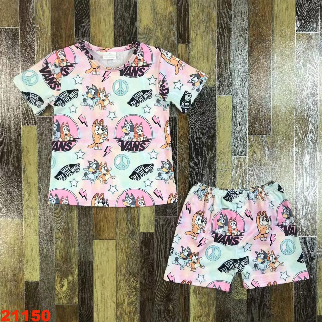 Blue Dog Shoes Pink Shorts Set