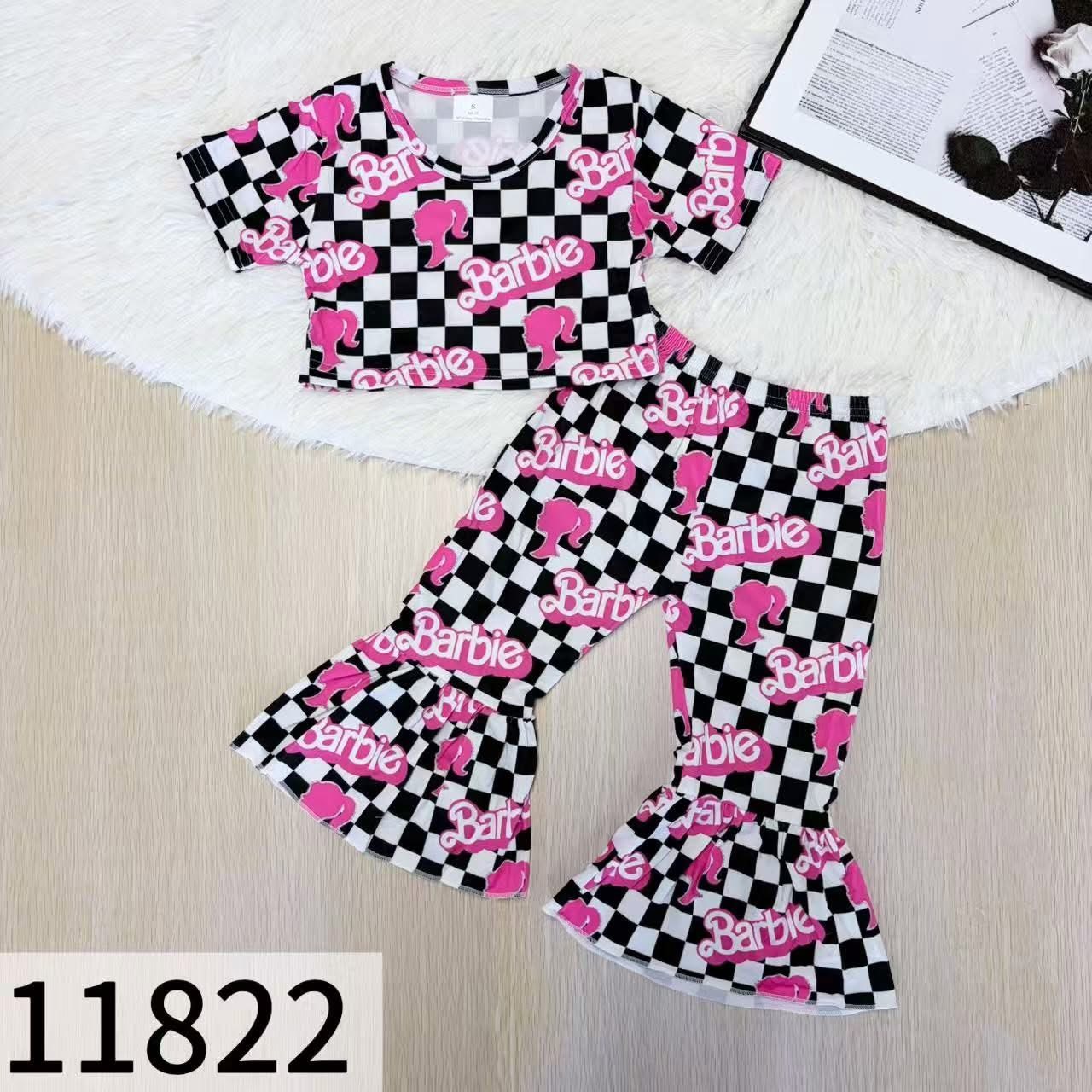 Doll Checkered Bell Bottom Set