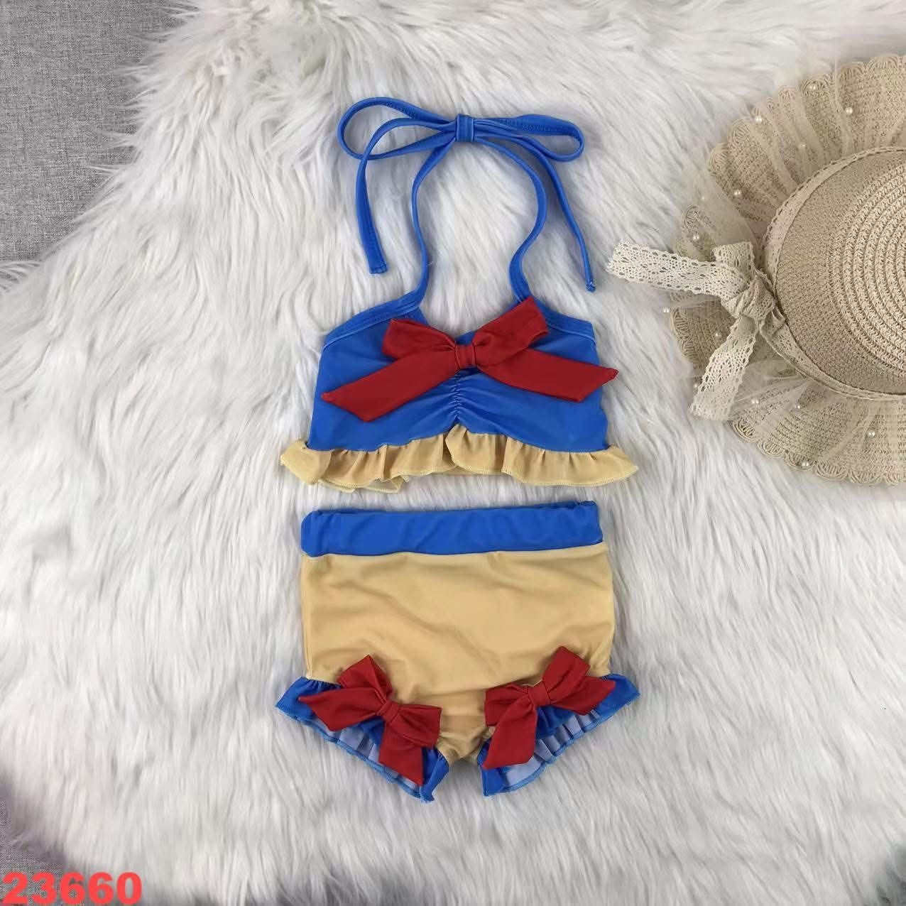Red, Blue, and Yellow Bow Swim Suit