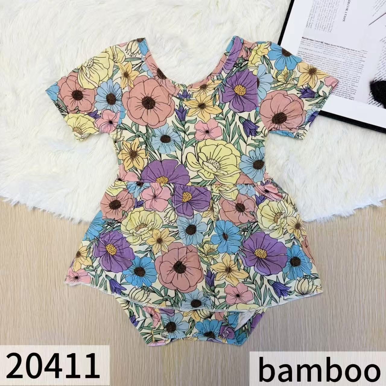 Bamboo Floral Skirted Romper