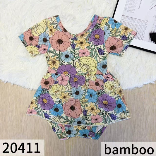 Bamboo Floral Skirted Romper