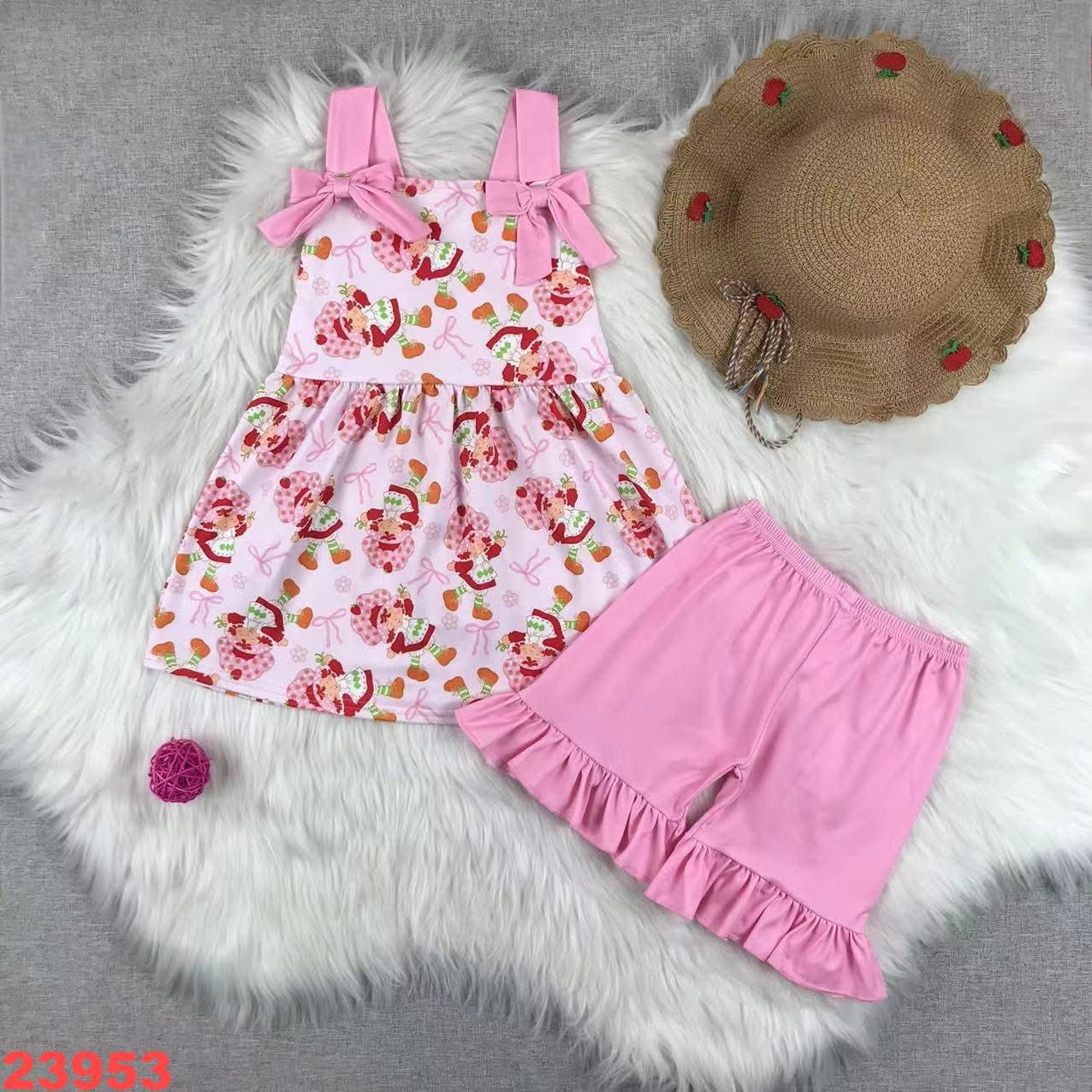 Strawberry Friends Pink Bow Shorts Set
