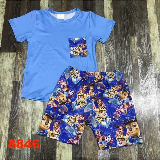 Blue Pup Hero Shorts Set
