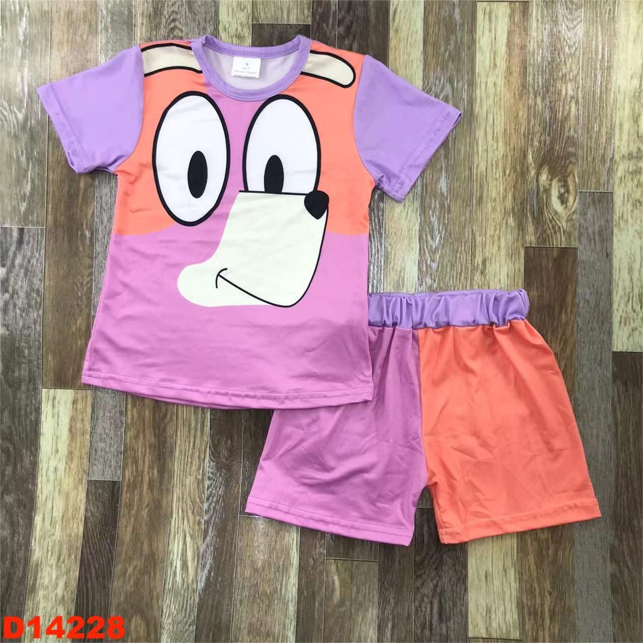Purple + Orange Dog Shorts Set