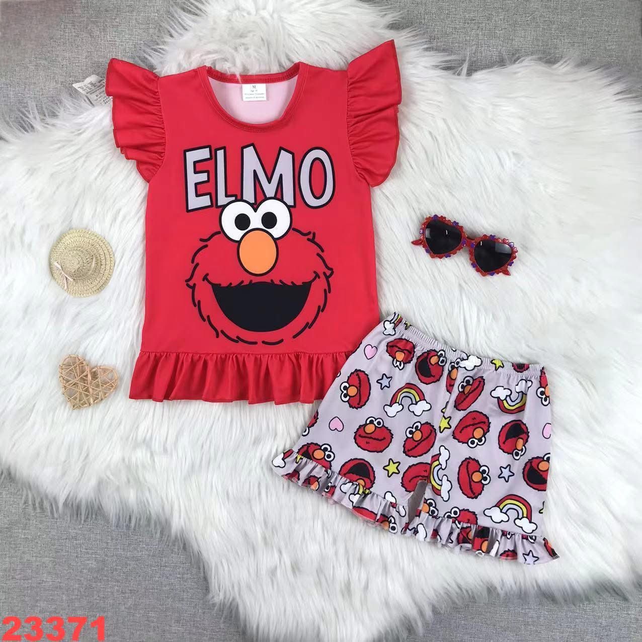 Red Monster Ruffle Shorts Set