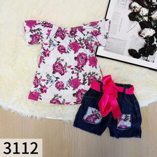 Floral Jean Shorts Set