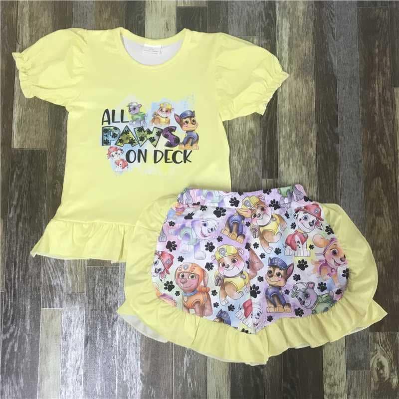 All Paws On Deck Ruffle Shorts Set