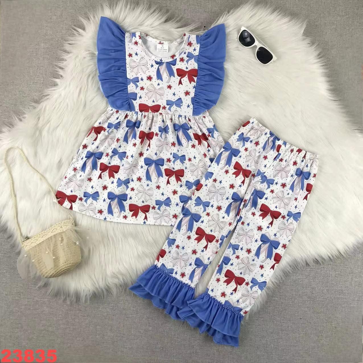 RWB Bows Ruffle Pants Set