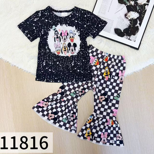 Mouse Friends Checkered Pants Set