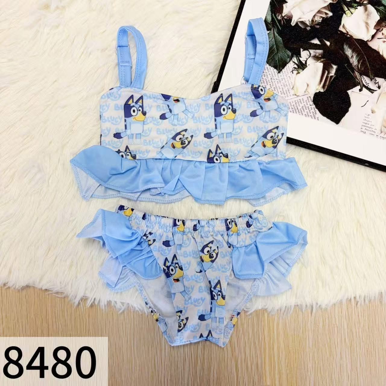 Blue Dog Ruffle Swim Suit
