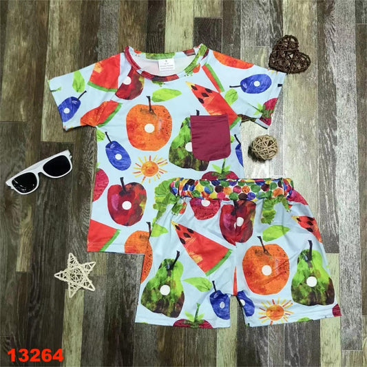 Colorful Caterpillar Shorts Set
