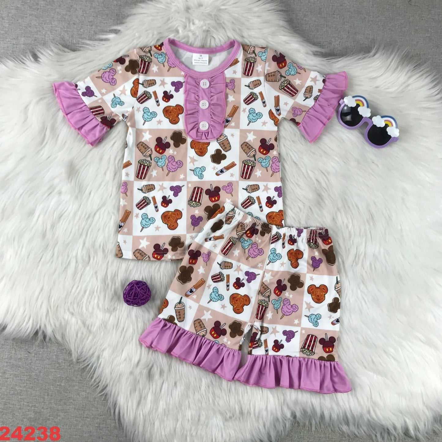 Mouse Snacks Ruffle Shorts Set