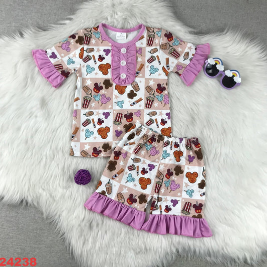 Mouse Snacks Ruffle Shorts Set